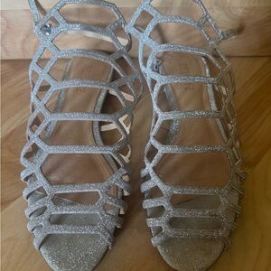 Schutz Silver Strappy Sandals